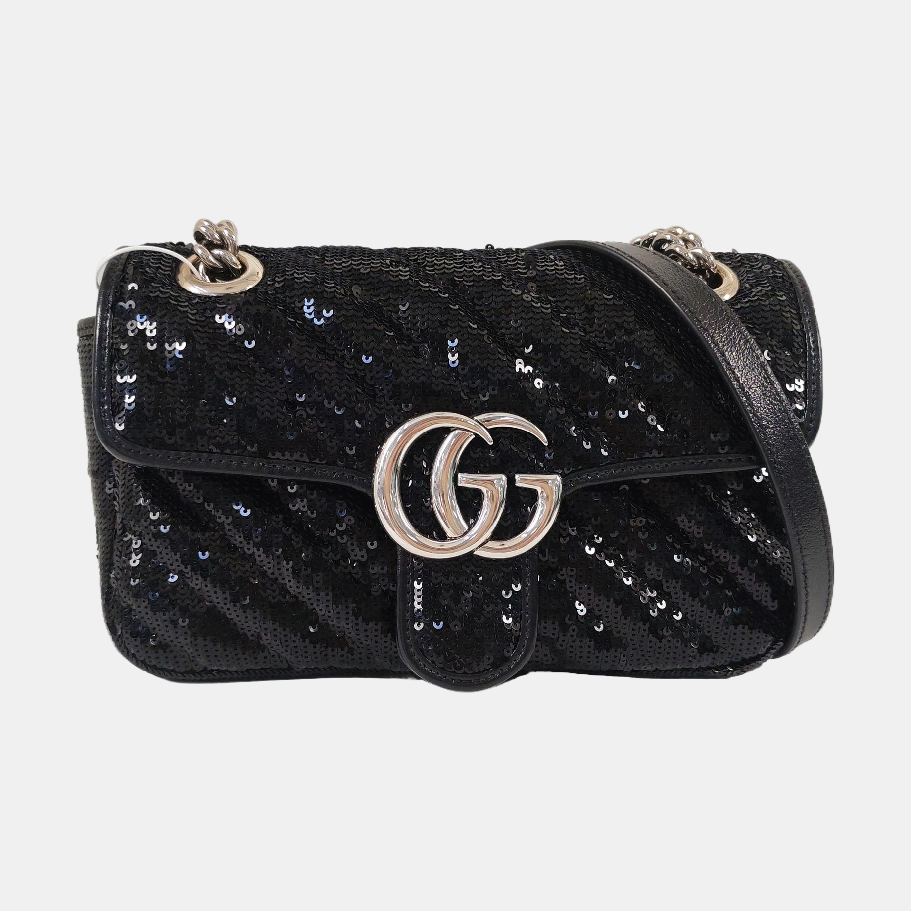 Authenticated pre-owned  GG Marmont Small Quilted Sequins Black - Crossbody Bag at Looply