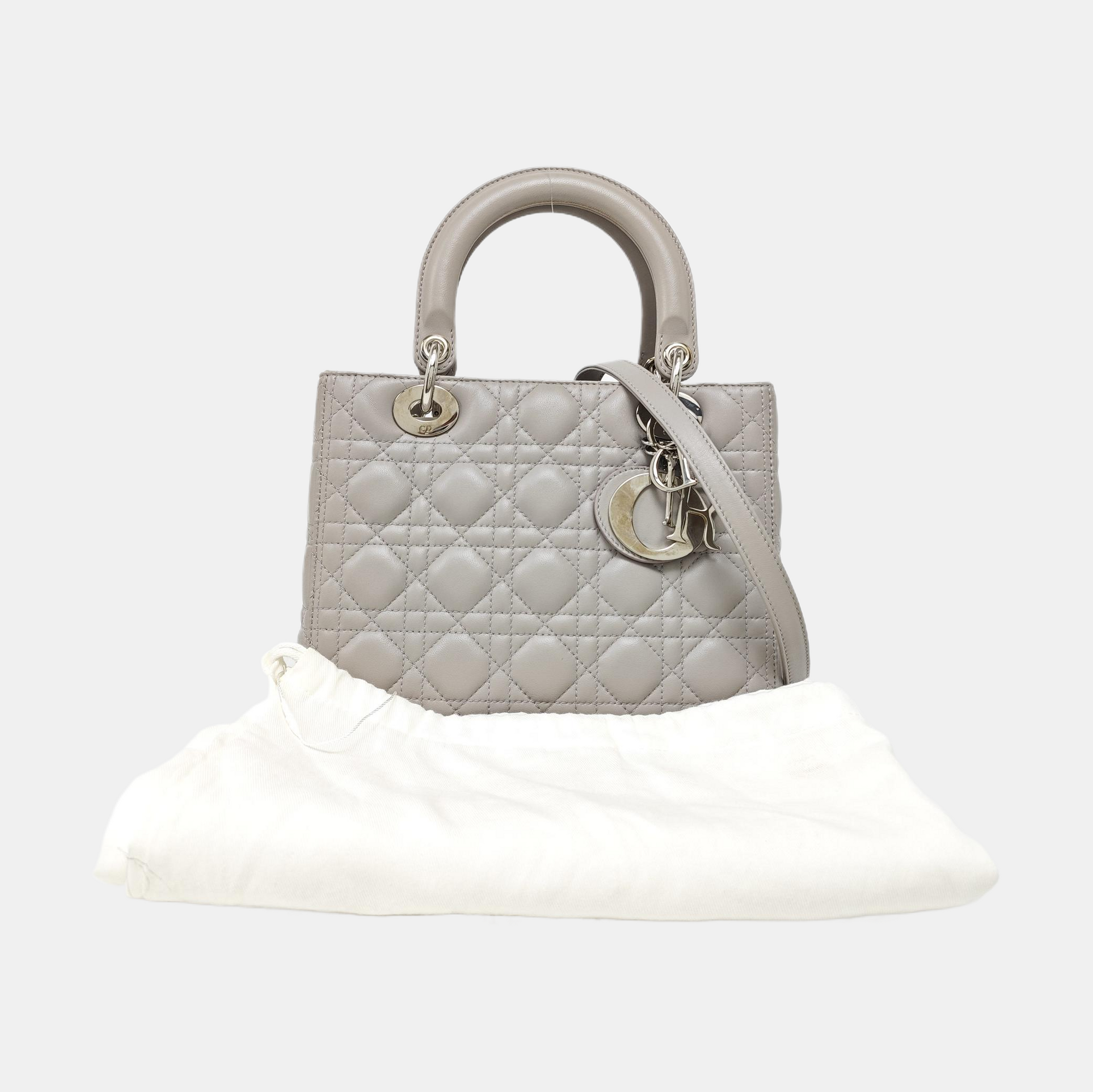 Lady Dior Medium Cannage Lambskin Gray