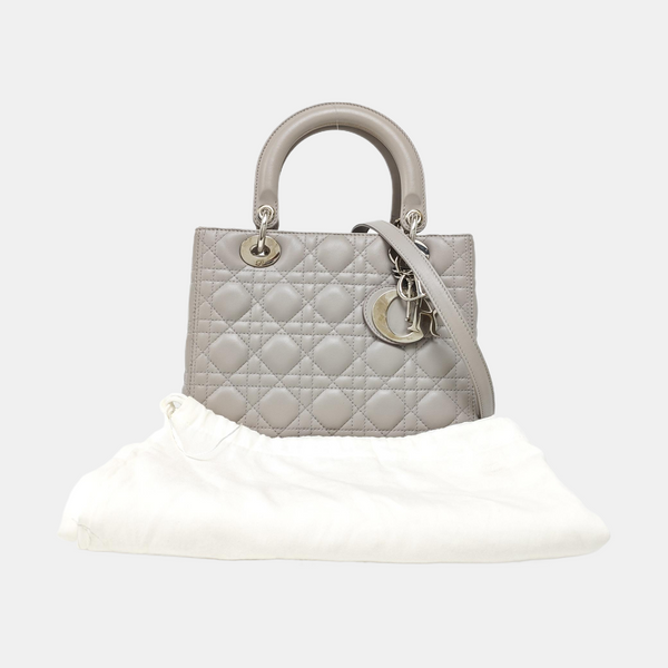 Lady Dior Medium Cannage Lambskin Gray