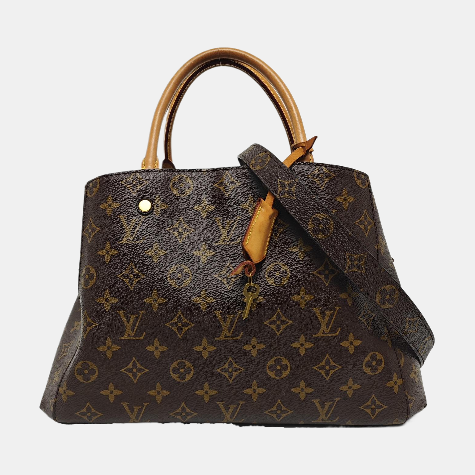 MONTAIGNE MM Monogram Coated Canvas Brown