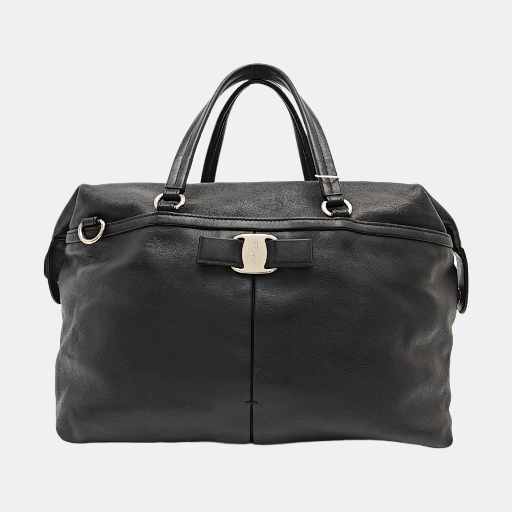 Calfskin Top Handle Bag Black