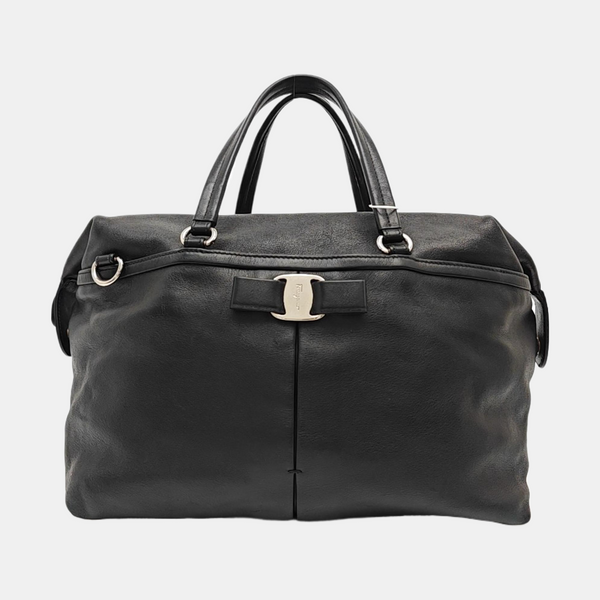 Calfskin Top Handle Bag Black