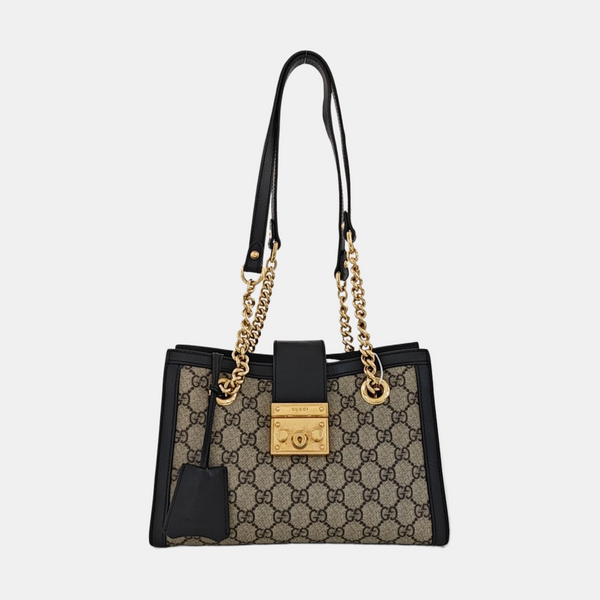 Padlock Small Monogram Coated Canvas Beige