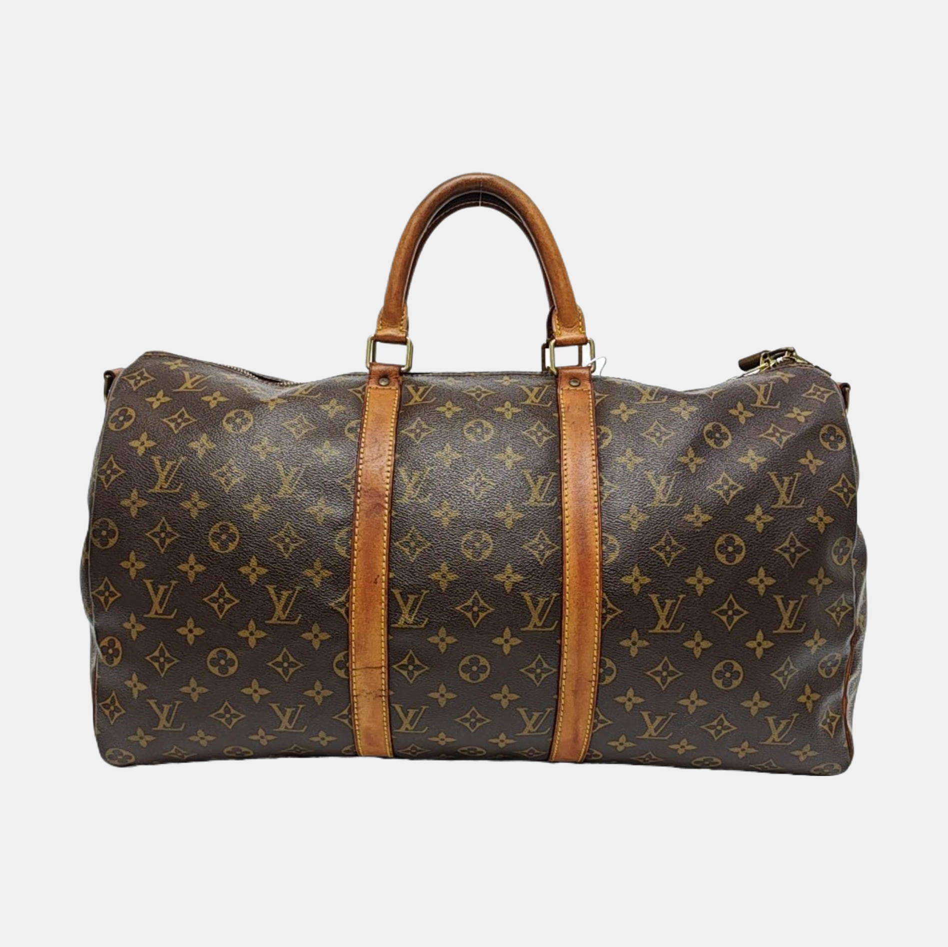 KEEPALL 50 Monogram Coated Canvas Brown