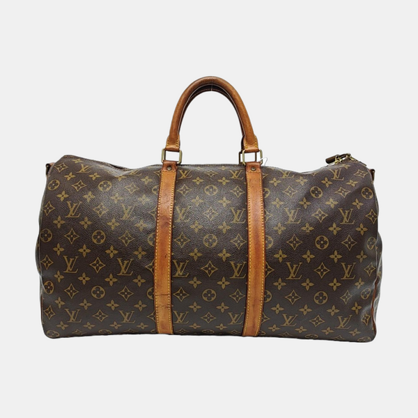 KEEPALL 50 Monogram Coated Canvas Brown