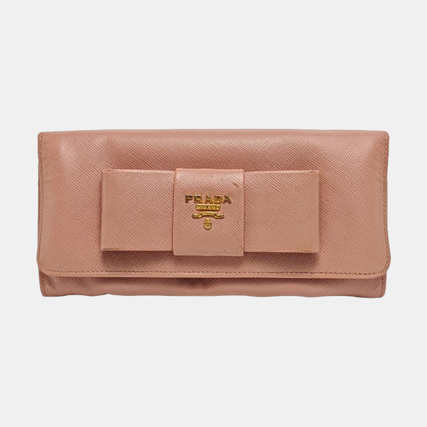 Fiocco Bow Saffiano Calfskin Pink Wallet