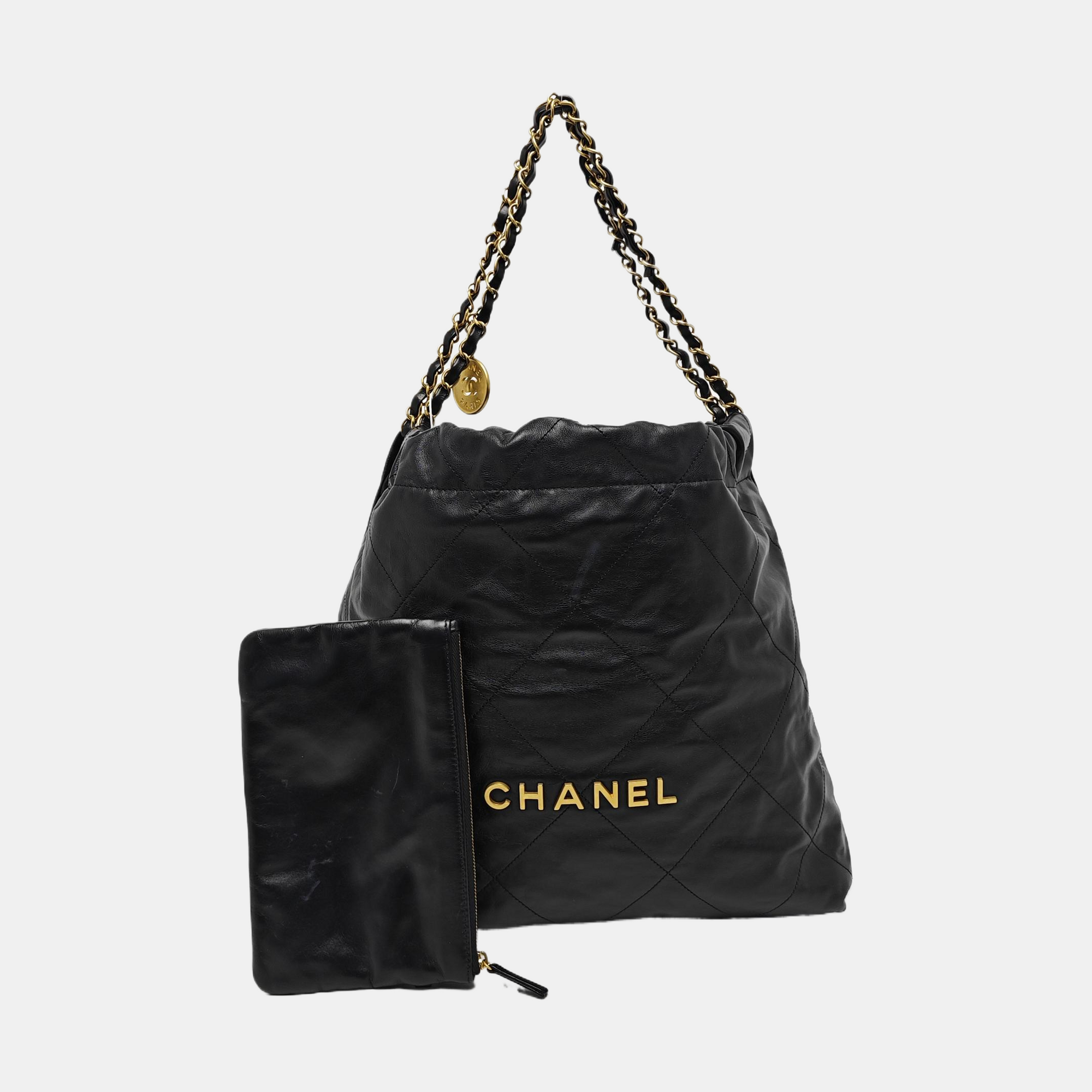 CHANEL 22 Medium Quilted Calfskin Black