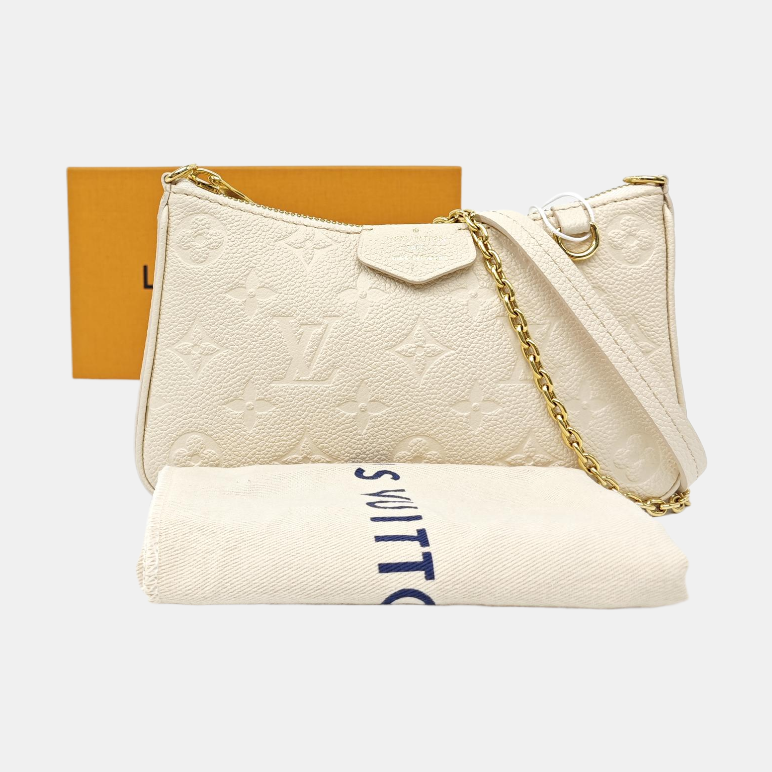 EASY POUCH ON STRAP Calfskin Beige