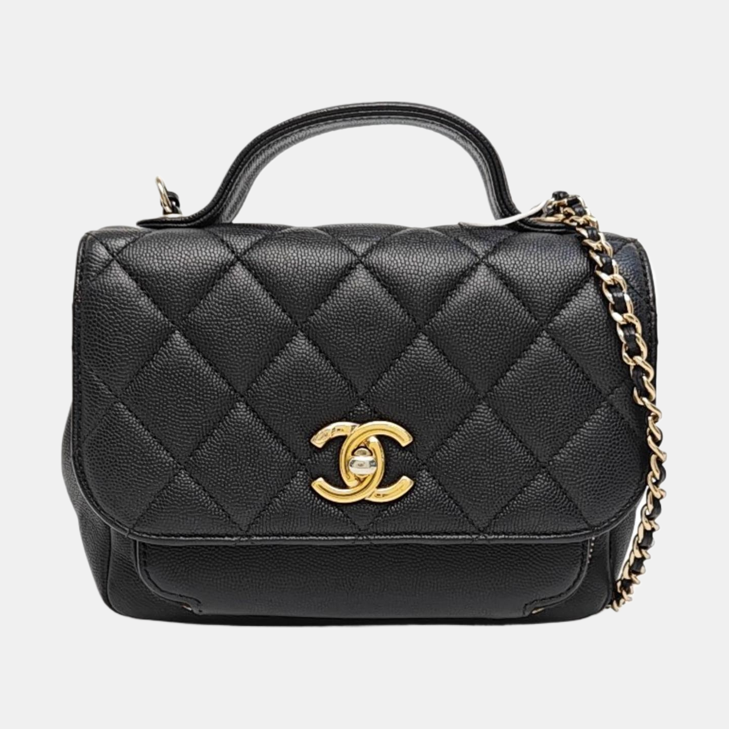 BUSINESS AFFINITY Small Quilted Grained Calfskin Black