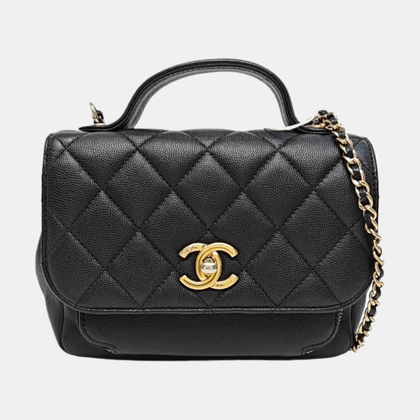 BUSINESS AFFINITY Small Quilted Grained Calfskin Black