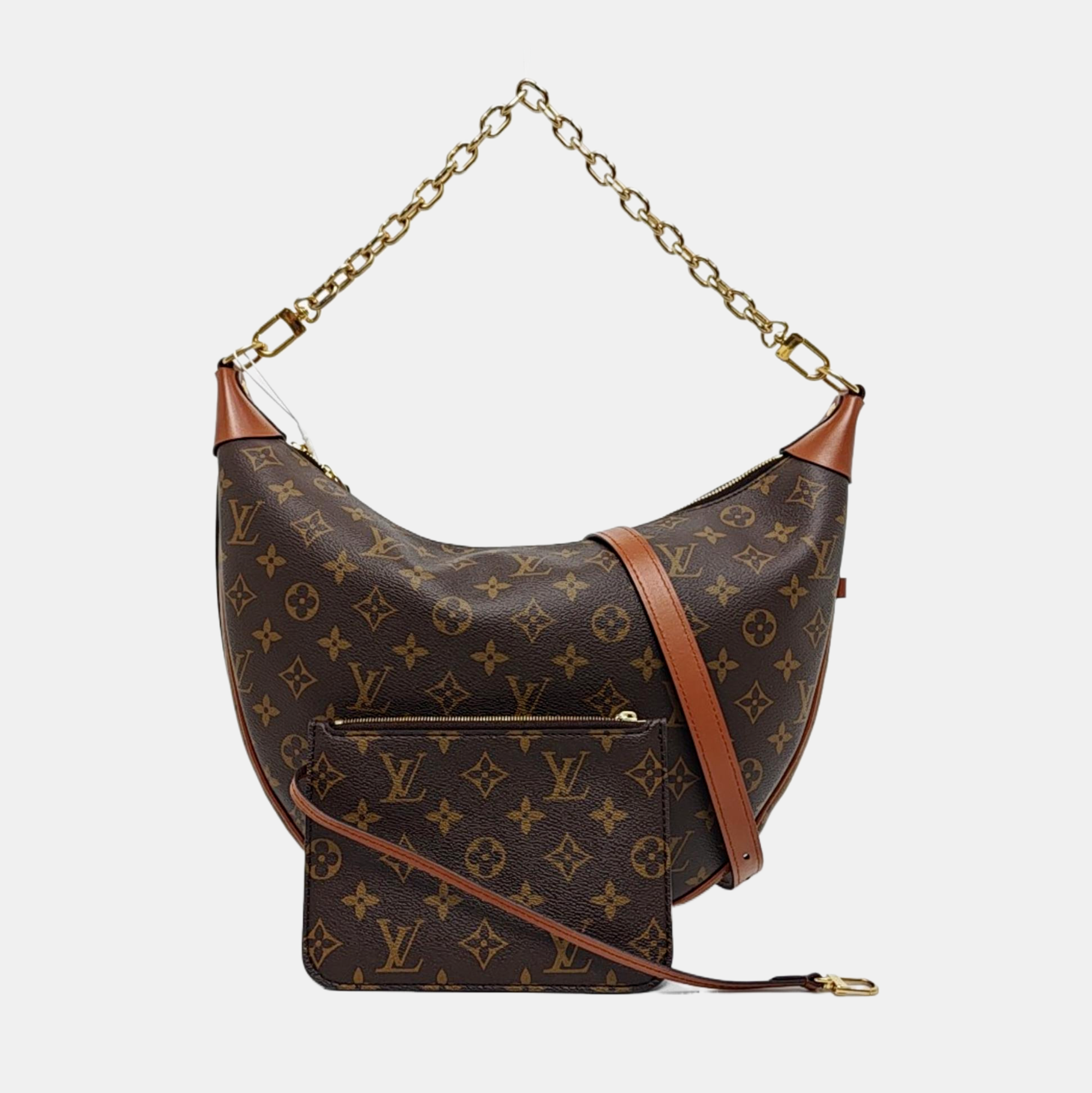 LOOP HOBO Monogram Coated Canvas Brown