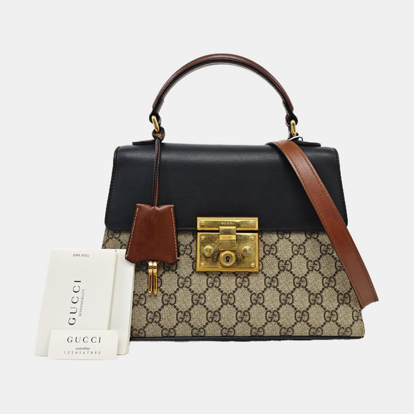 Padlock Small Monogram Coated Canvas Beige