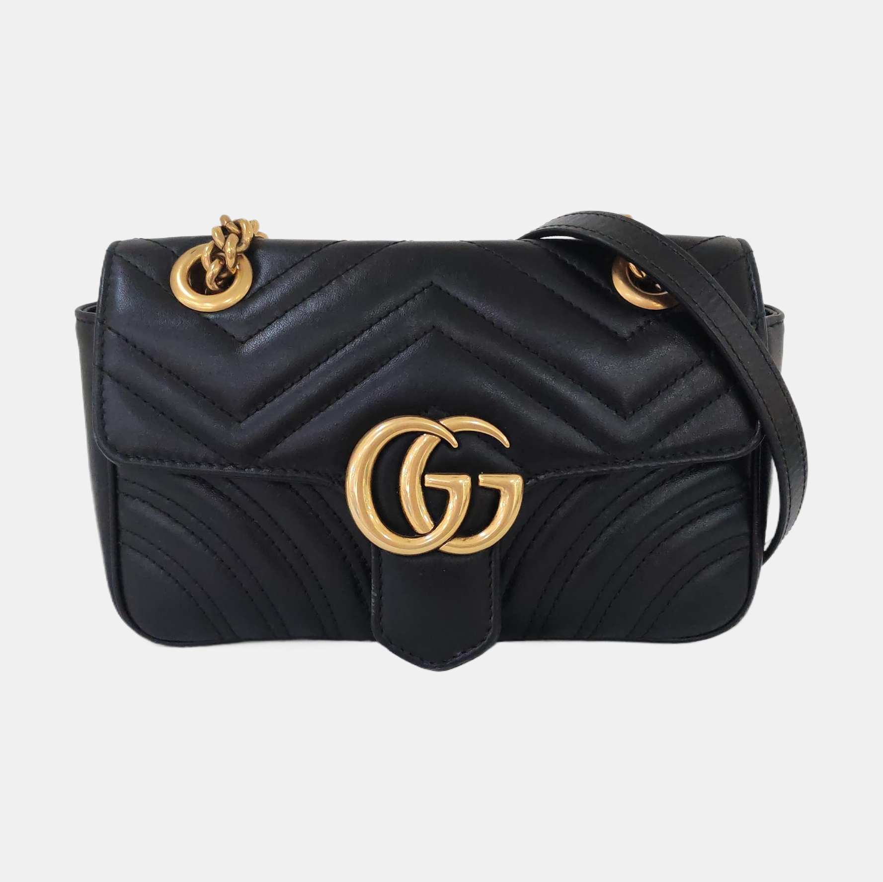 GG Marmont Small Quilted Calfskin Black