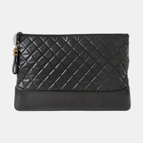 Authenticated pre-owned  GABRIELLE Large Quilted Calfskin Black - Clutch at Looply