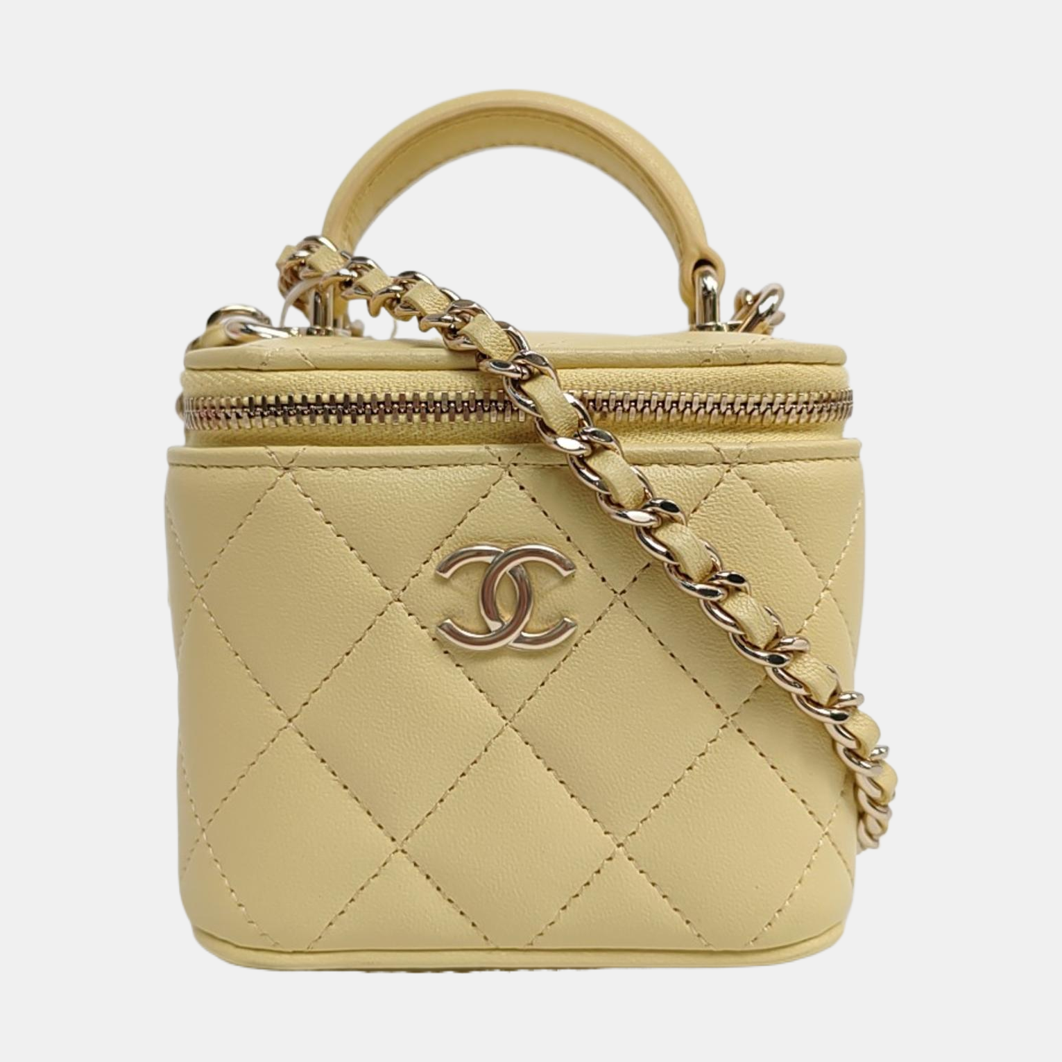 VANITY CASE Mini Quilted Lambskin Yellow
