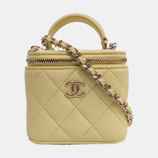VANITY CASE Mini Quilted Lambskin Yellow