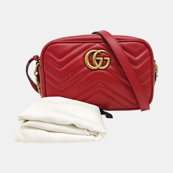 GG Marmont Super Mini Quilted Calfskin Red