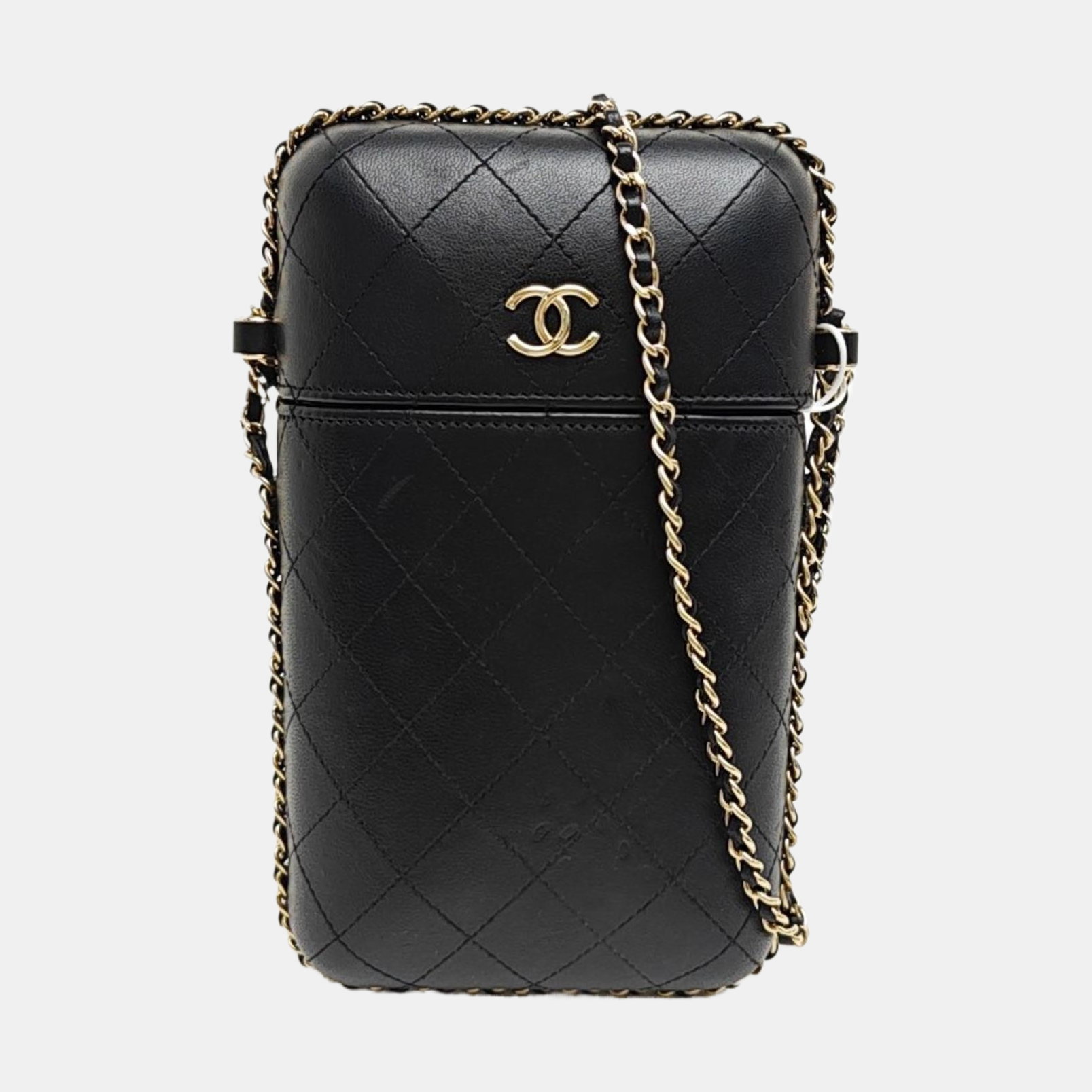 Quilted Lambskin Shoulder Bag Black