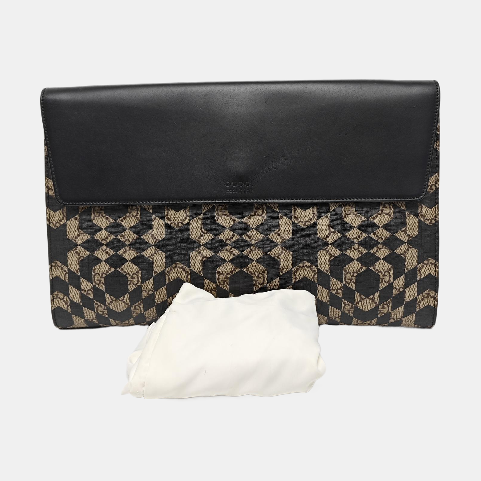 Monogram Coated Canvas Clutch Beige