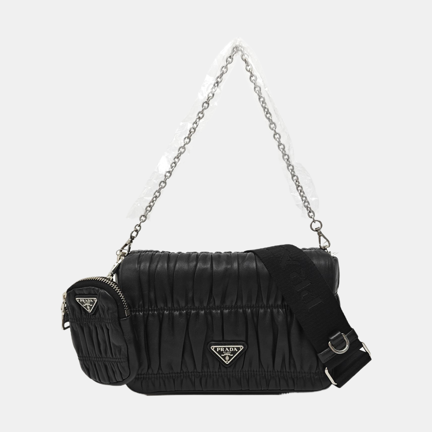 Quilted Lambskin Shoulder Bag Black