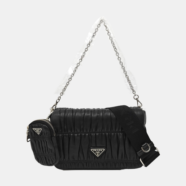 Quilted Lambskin Shoulder Bag Black