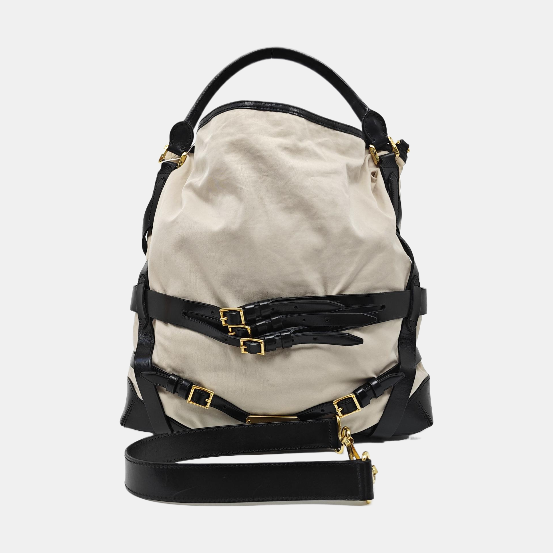 Fabric Shoulder Bag Beige