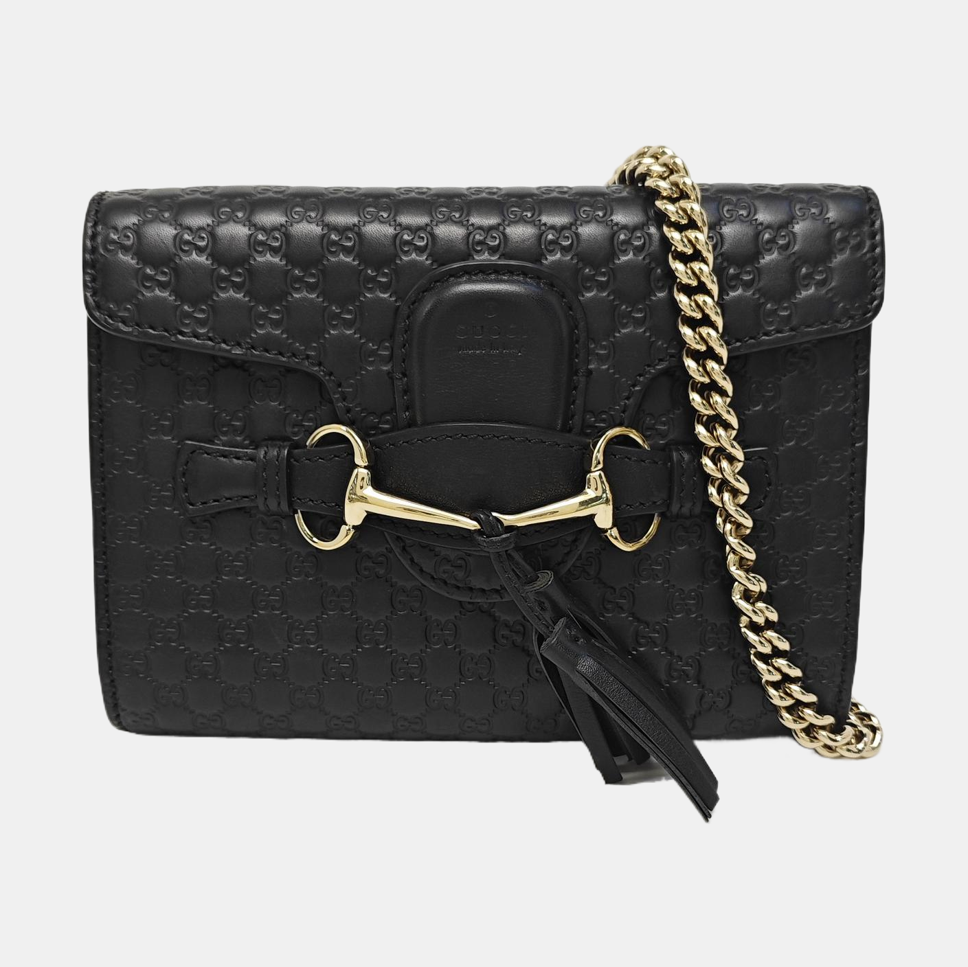 Emily Chain Mini Monogram Calfskin Black