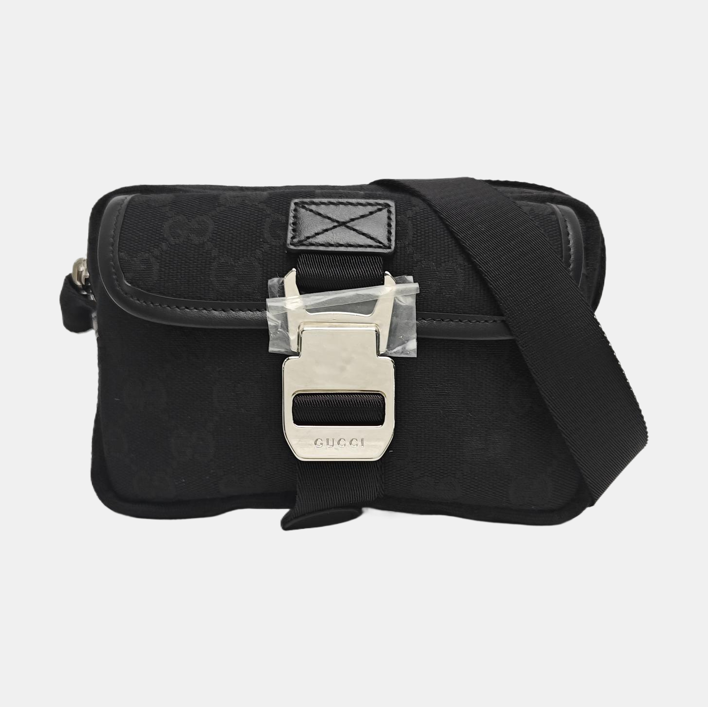 Monogram Fabric Shoulder Bag Black