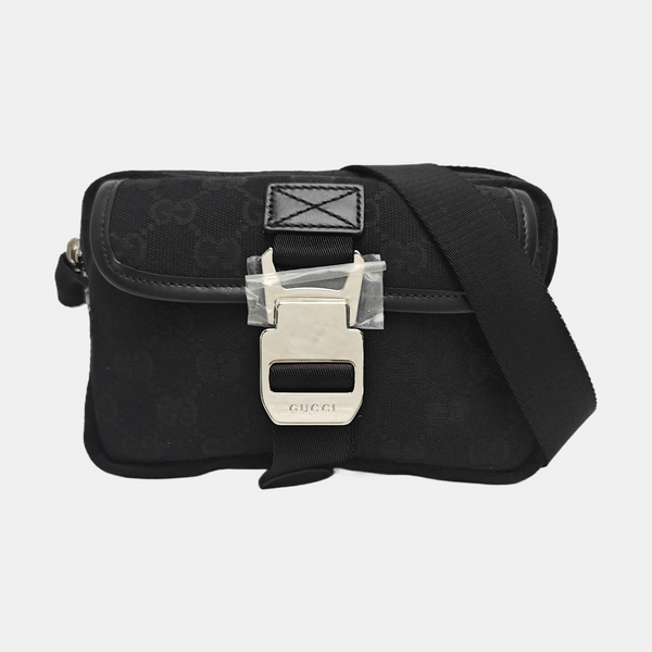 Monogram Fabric Shoulder Bag Black