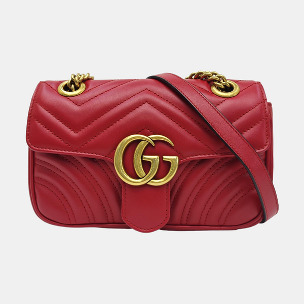 GG Marmont Small Quilted Calfskin Red