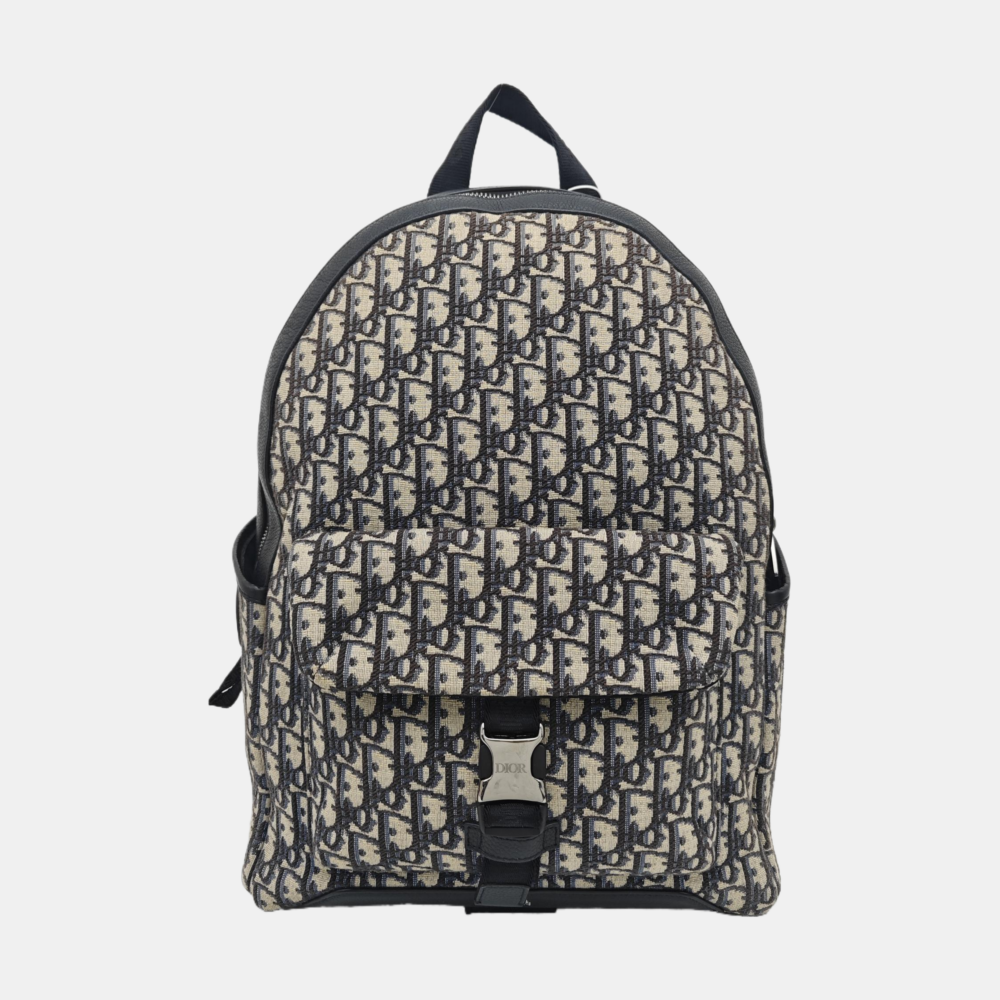 Oblique Canvas Backpack Beige