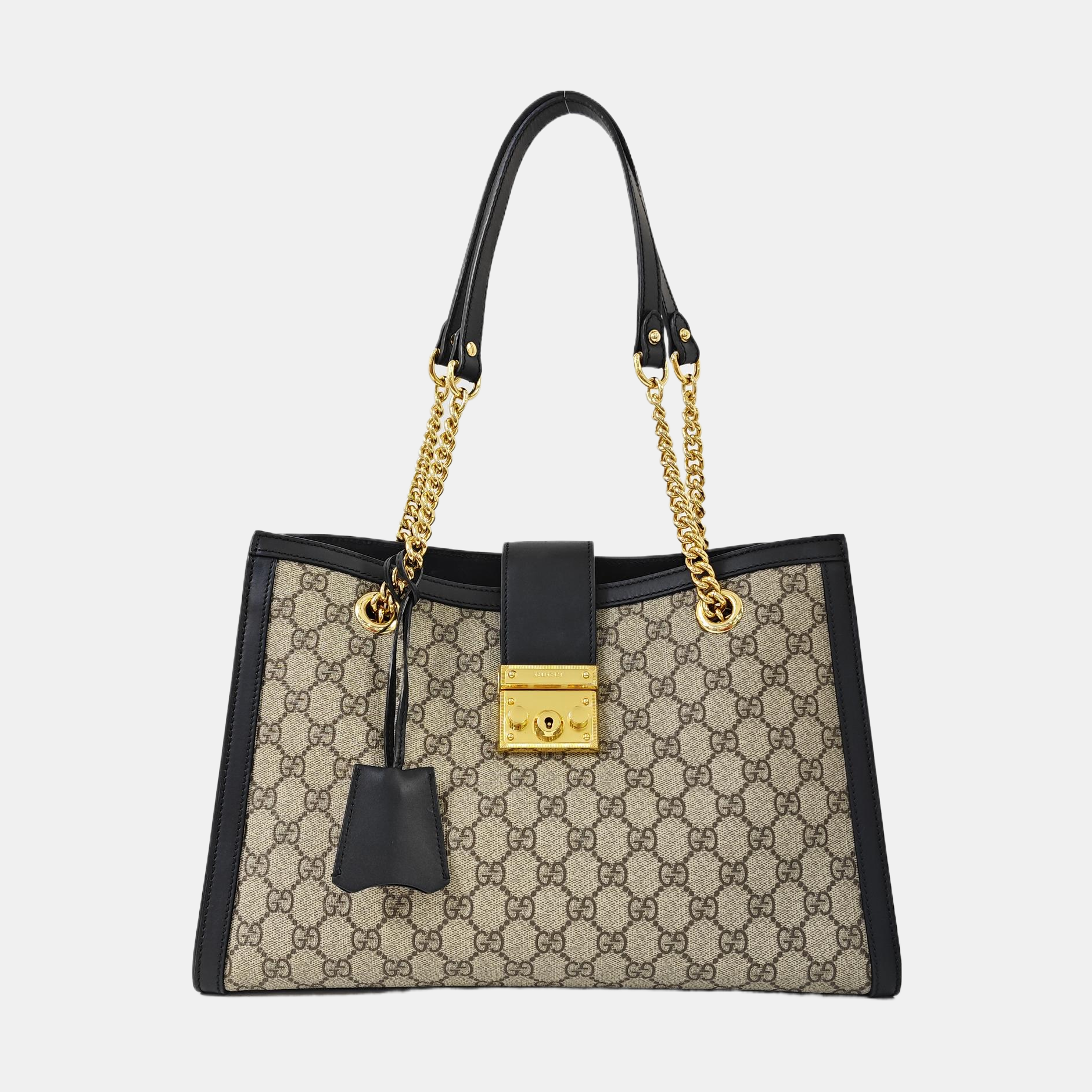 Padlock Medium Monogram Coated Canvas Beige