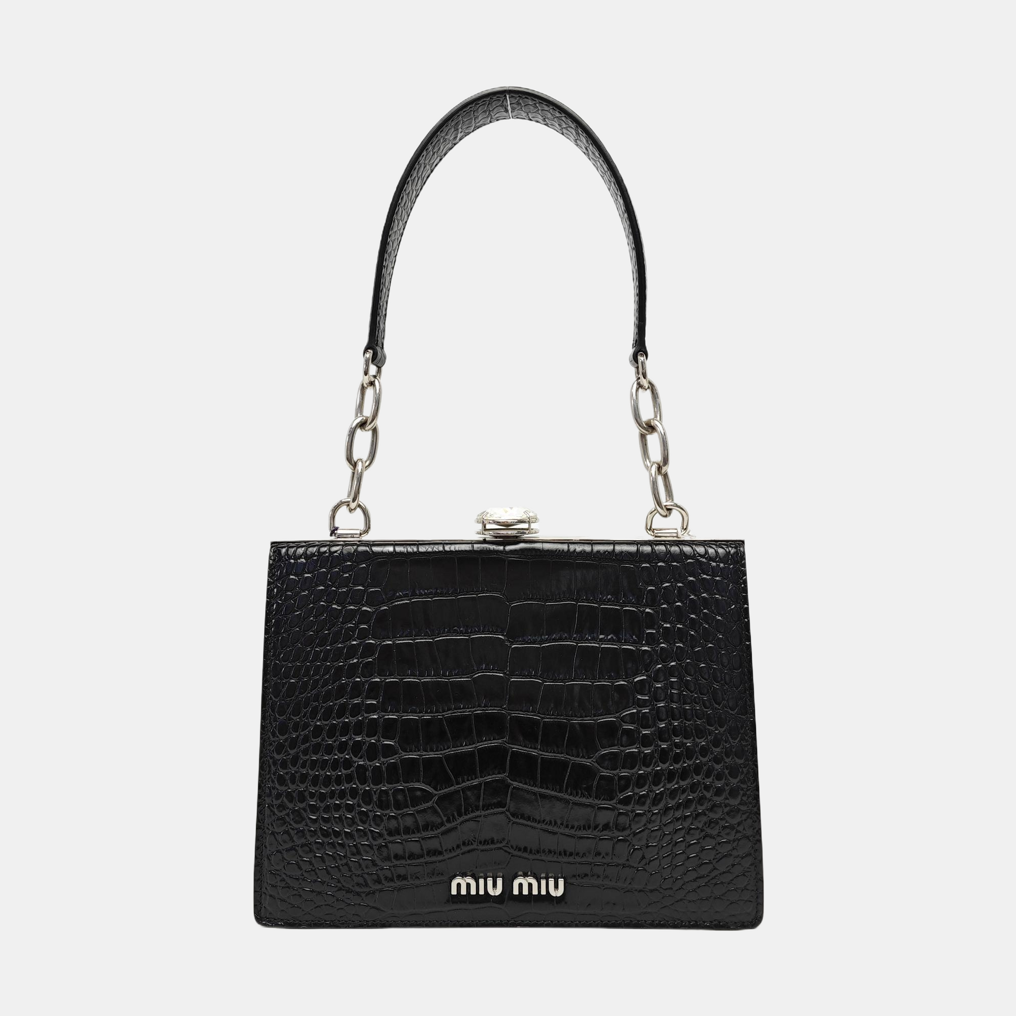 Calfskin Top Handle Bag Black