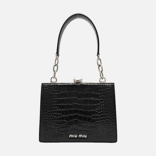 Calfskin Top Handle Bag Black