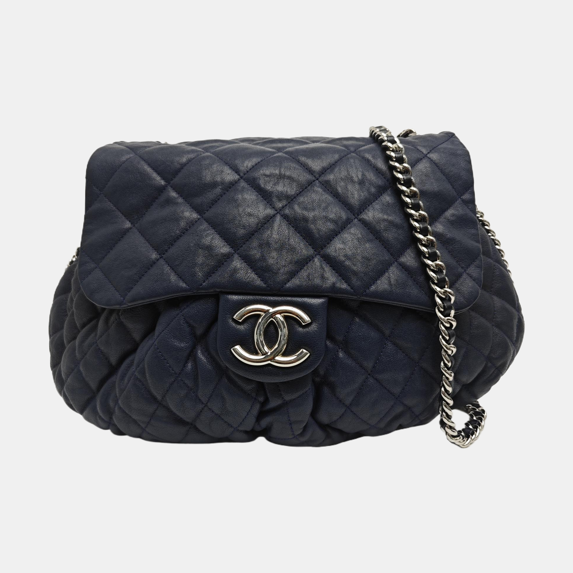 Around Chain Quilted Lambskin Blue