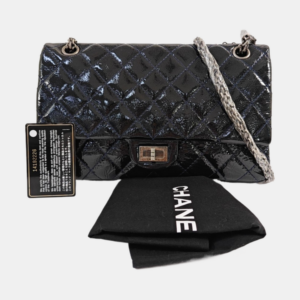2.55 227 (jumbo) Quilted Patent Leather Blue