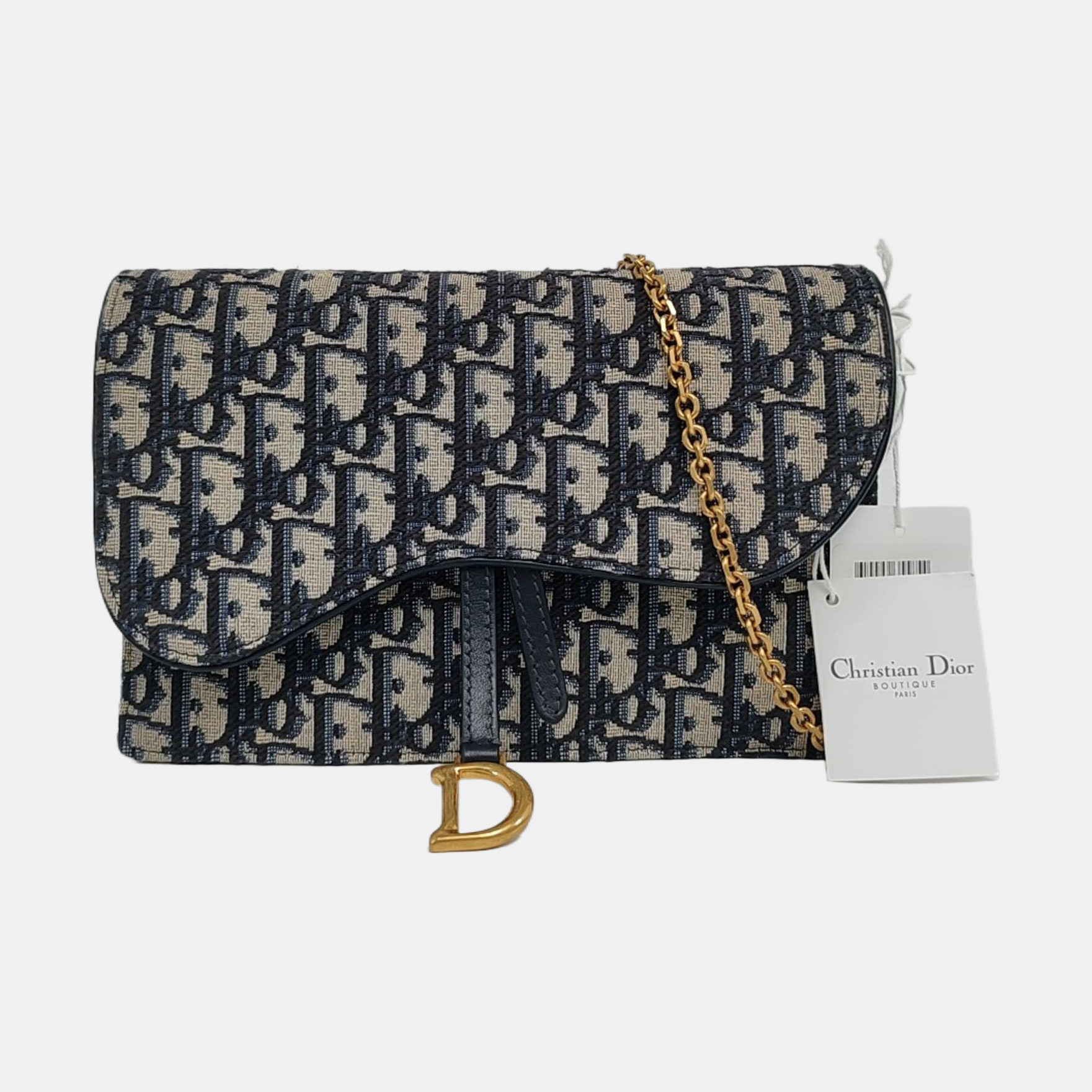 Authenticated pre-owned  Saddle Medium Oblique Canvas Blue - Shoulder Bag at Looply