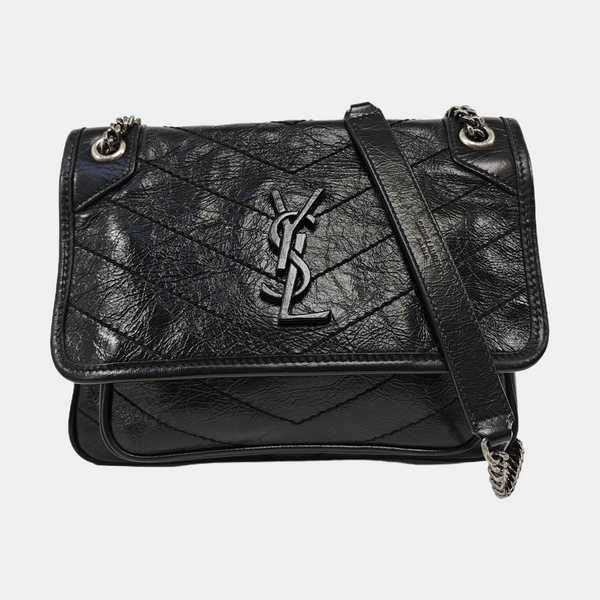 NIKI Small Chevron Calfskin Black