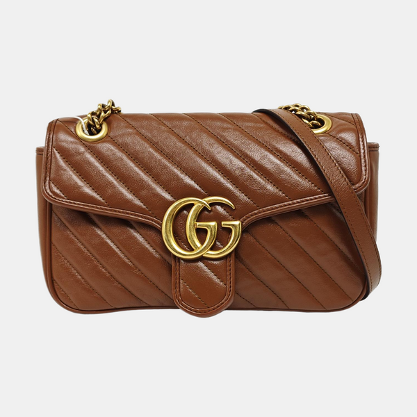 GG Marmont Medium Quilted Calfskin Brown