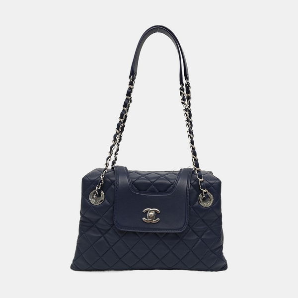 Quilted Lambskin Shoulder Bag Blue