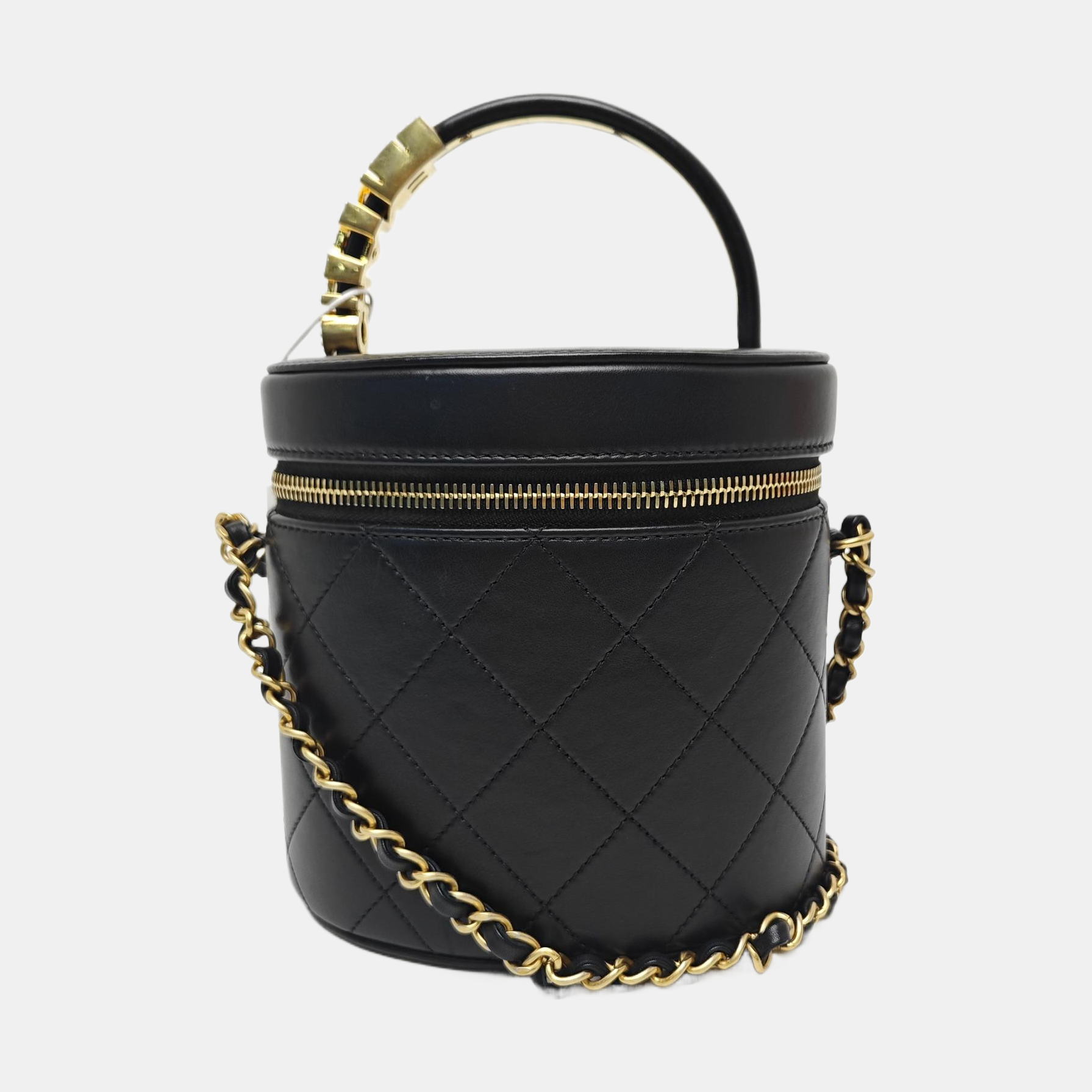 Quilted Calfskin Bucket Bag Black
