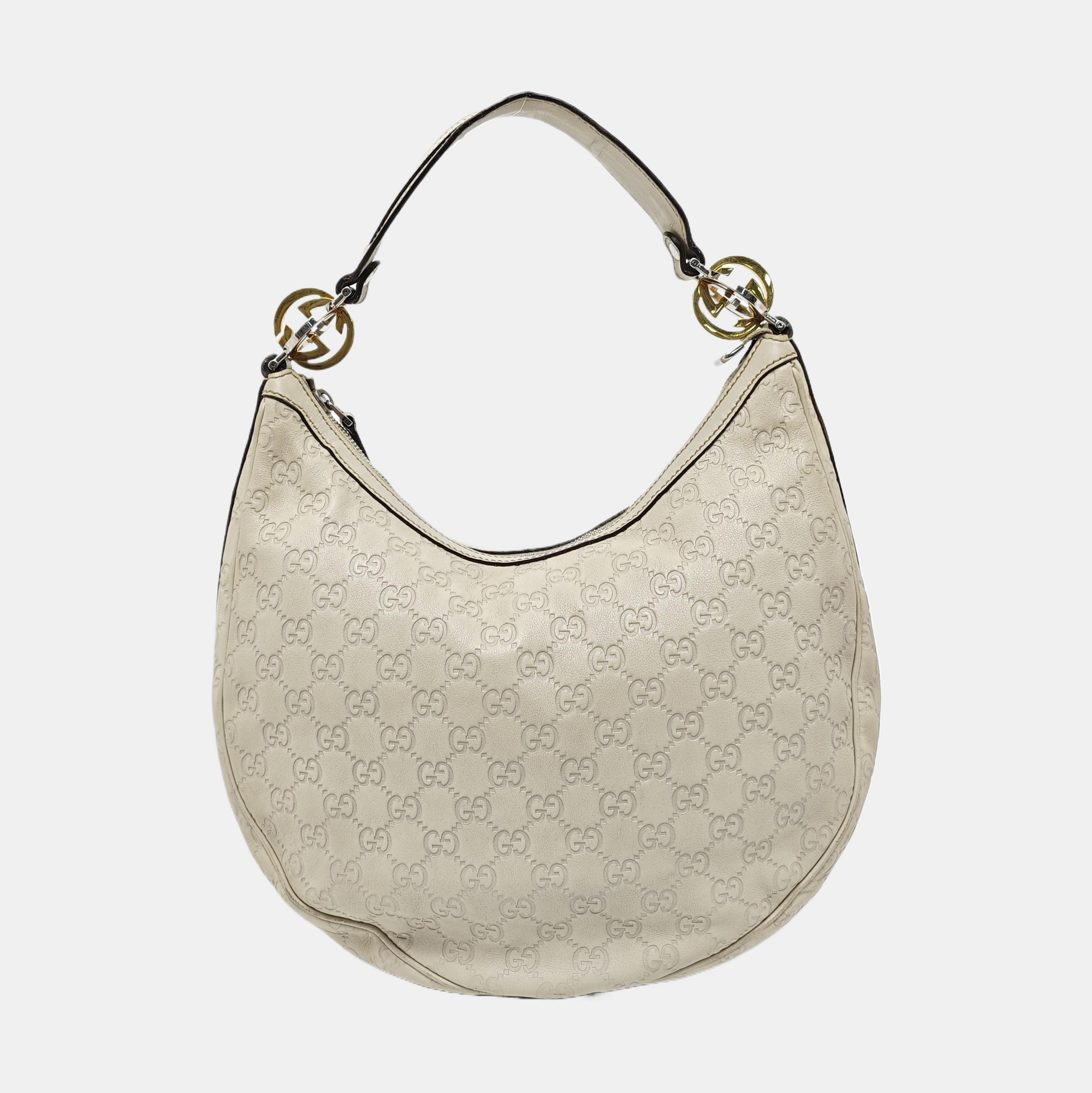 Monogram Leather Top Handle Bag Beige