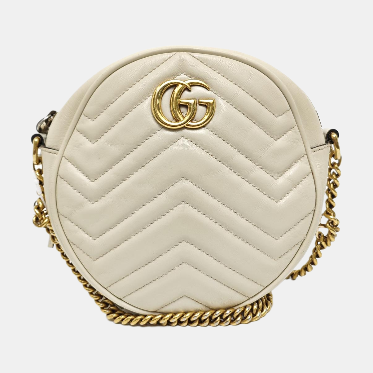 GG Marmont Mini Quilted Calfskin White