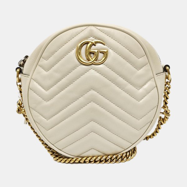 GG Marmont Mini Quilted Calfskin White