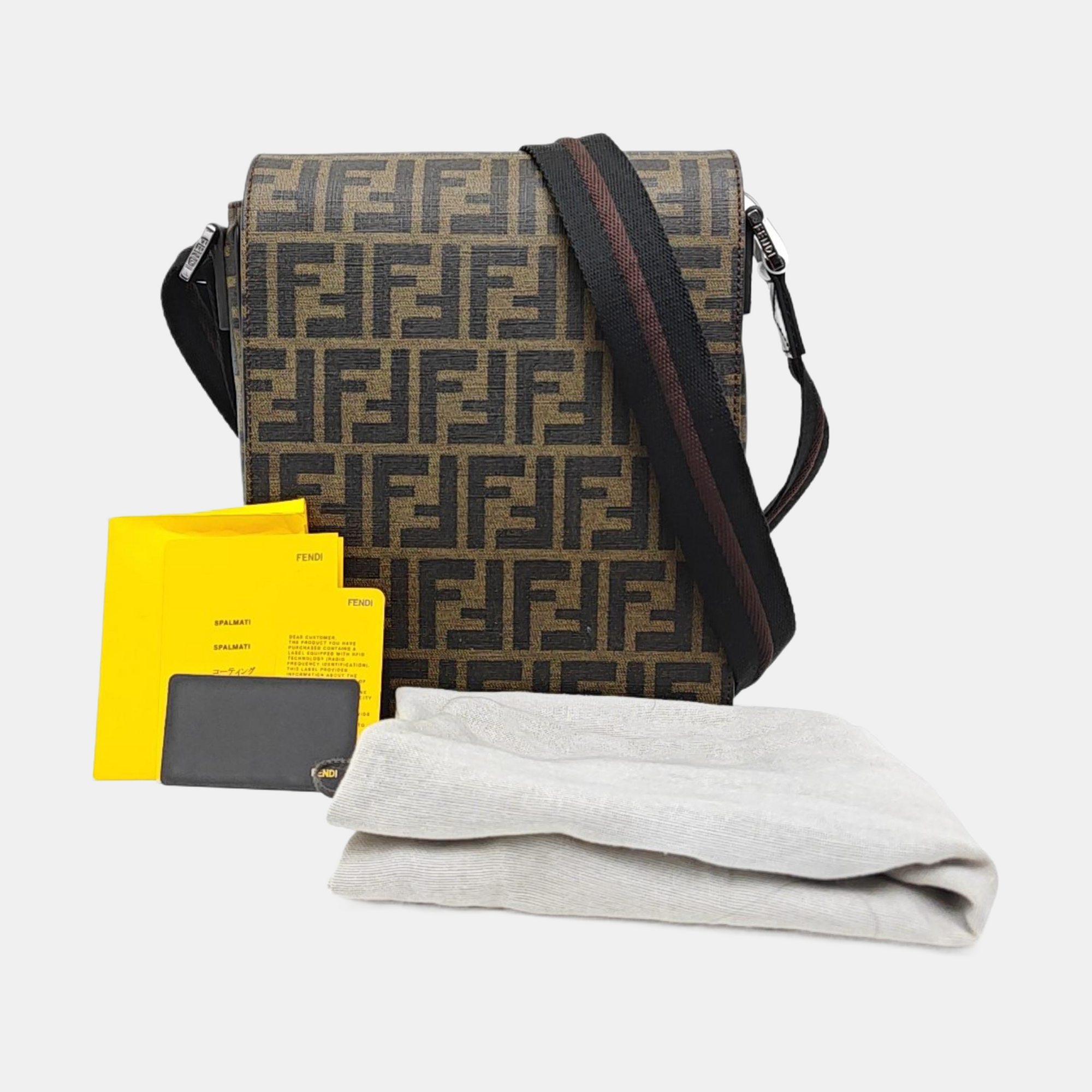 Coated Canvas Shoulder Bag Brown