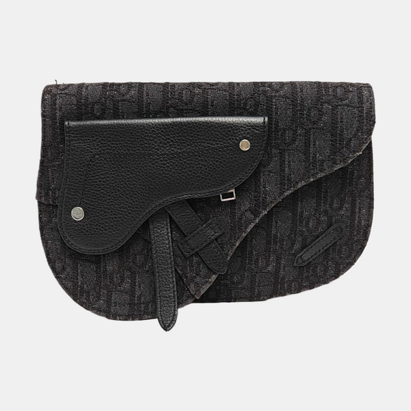 Saddle Medium Oblique Canvas Black