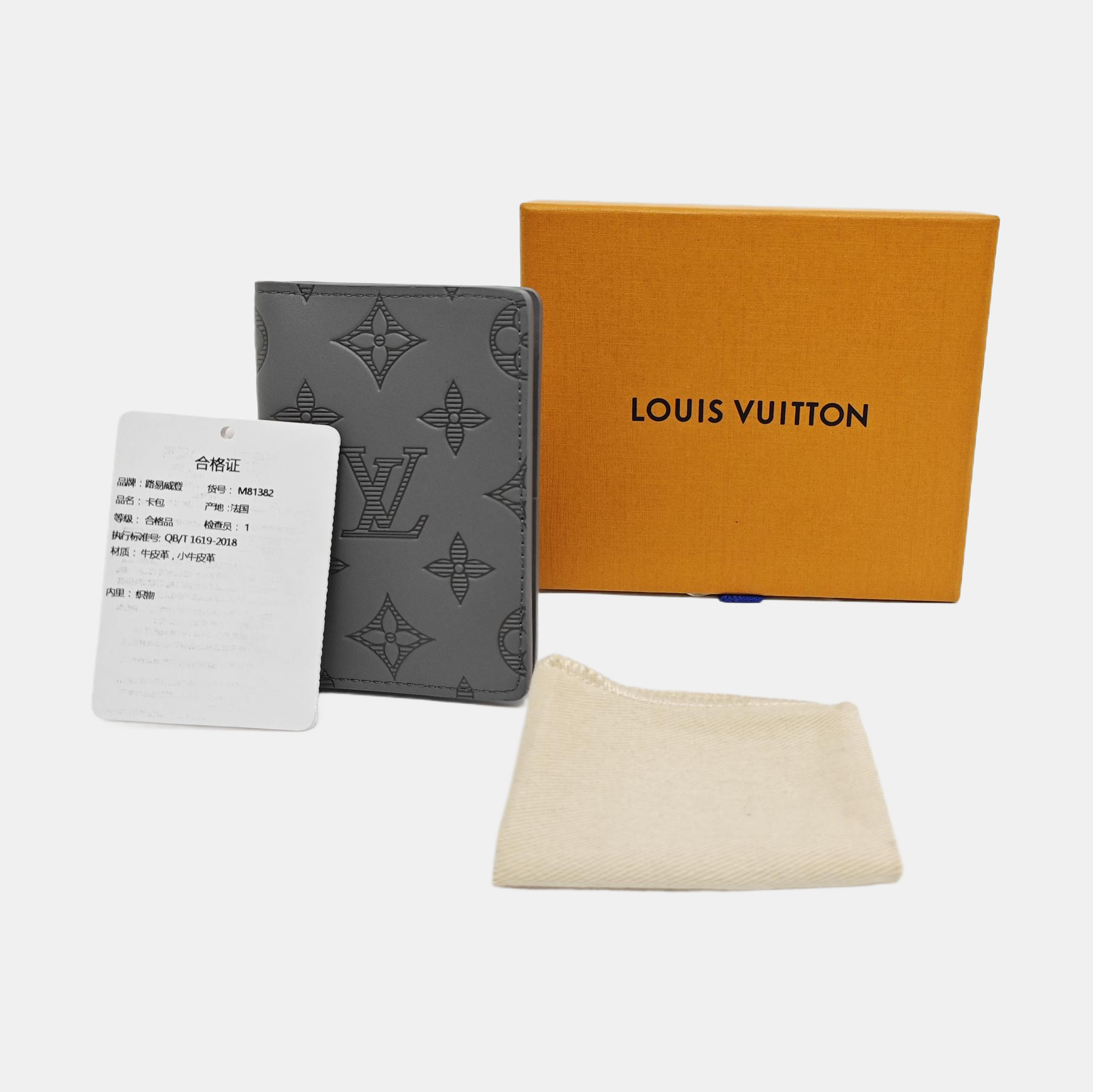 SLENDER Monogram Calfskin Gray Card Holder