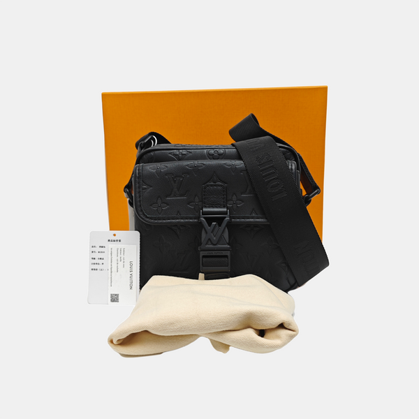 Monogram Calfskin Shoulder Bag Black
