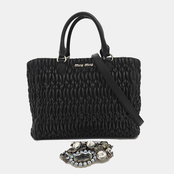 Lambskin Top Handle Bag Black
