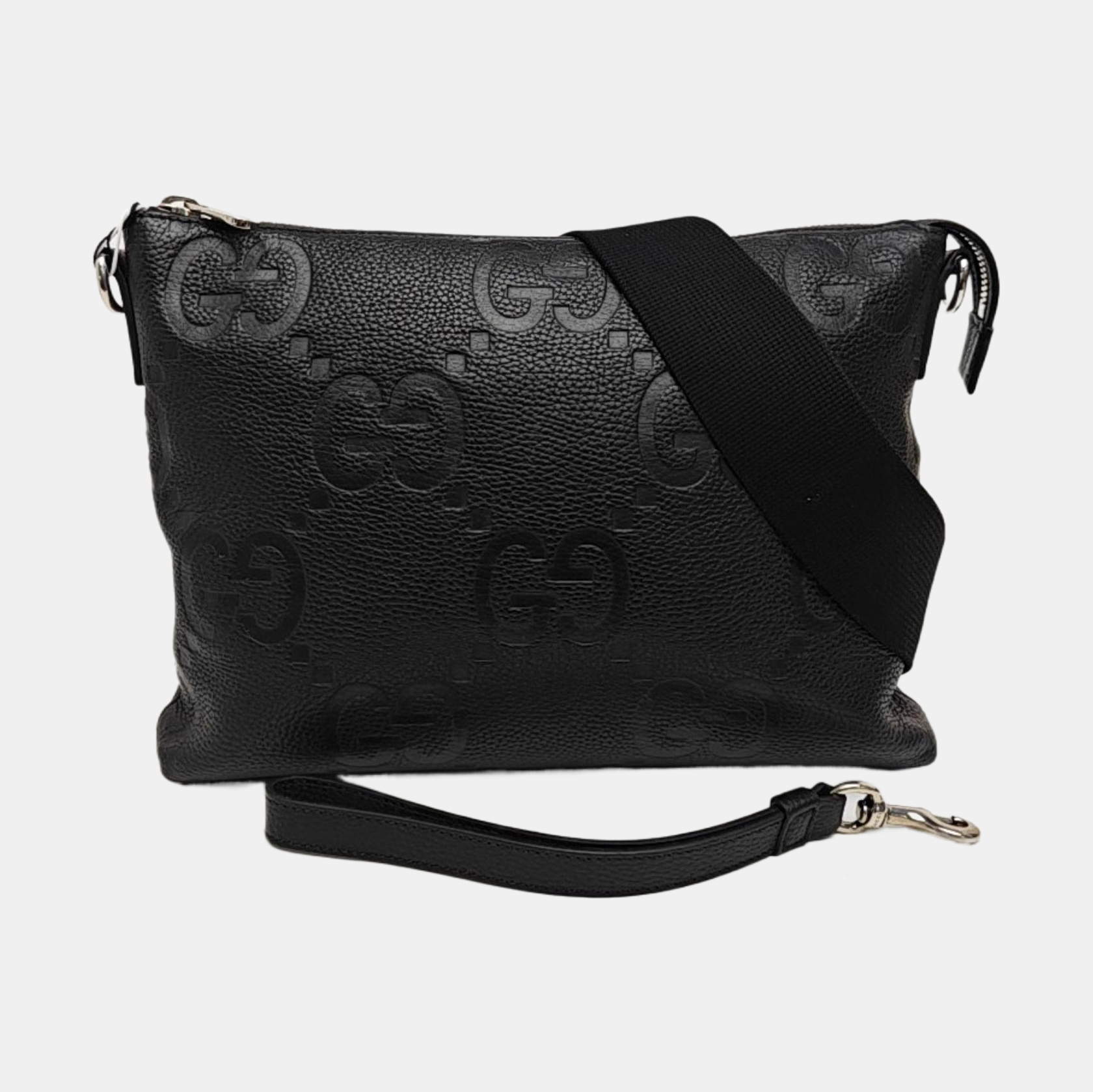 Monogram Leather Shoulder Bag Black